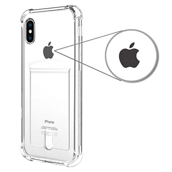 iPhone XS Max - Stødsikker FLOVEME silikonetui med kortrum Transparent/Genomskinlig