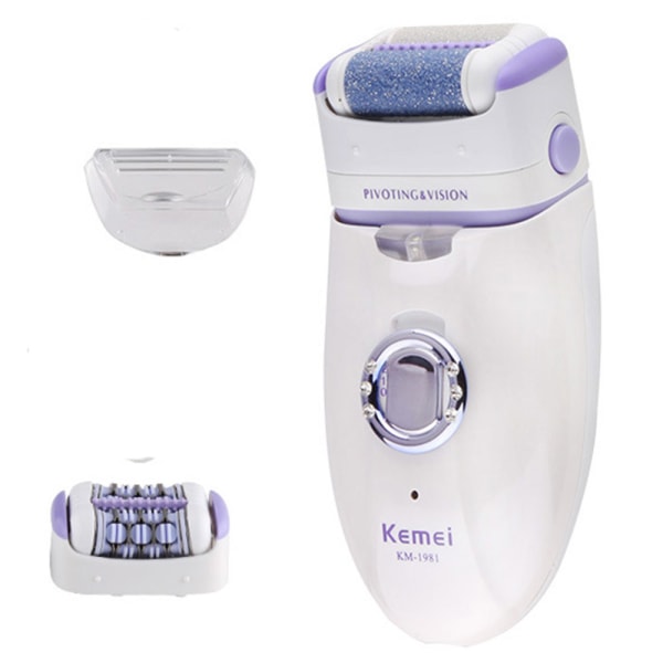 Kemei KM-1981 Effektfull 3 i 1 Epilator Rakapparat Fotvård Vit