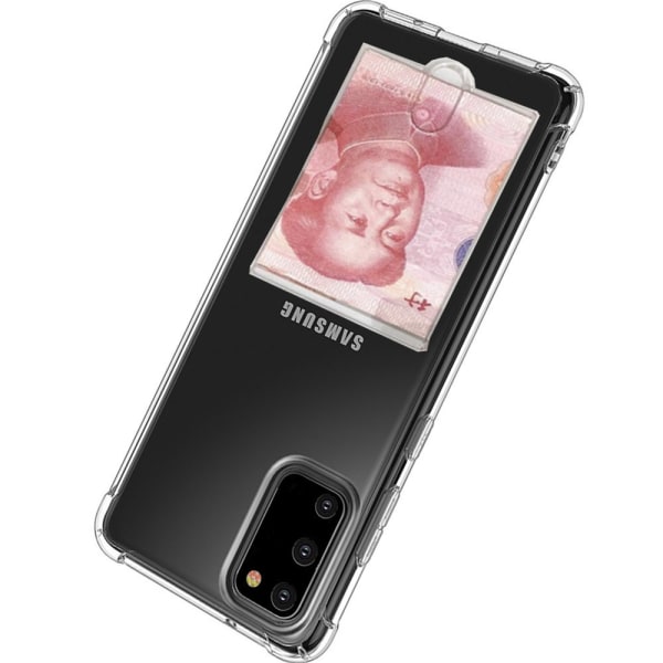 Cover med kortholder - Samsung Galaxy S20 Transparent/Genomskinlig