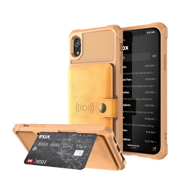 Huomaavainen suojakuori korttilokerolla - iPhone XR Brun