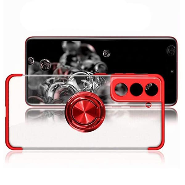 Elegant silikonecover med ringholder - Samsung Galaxy S21 Plus Blå