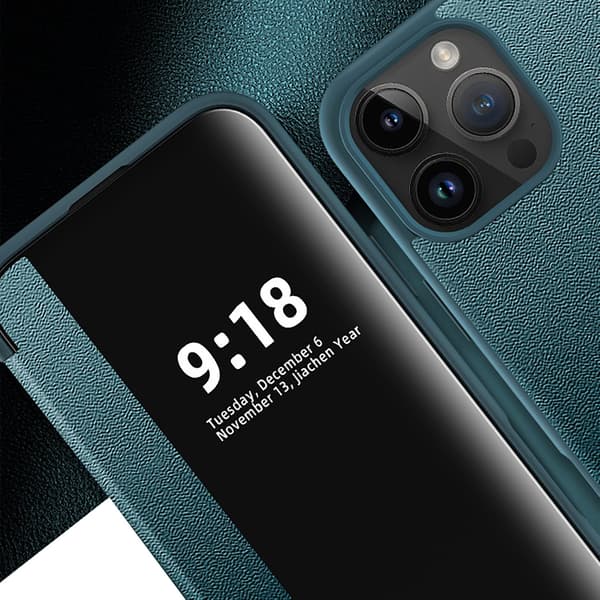 iPhone 16 Pro Fodral - Smart Fönster & Fullt Skydd Grön
