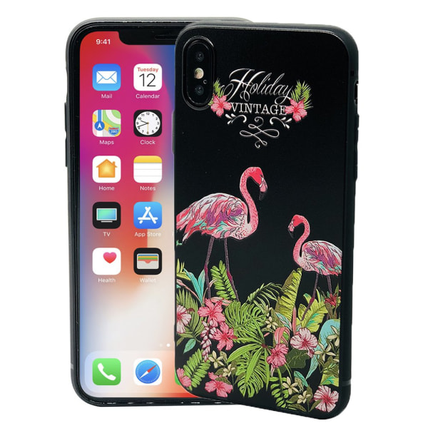 Cover i retro design (Black Flamingo) til iPhone X/XS
