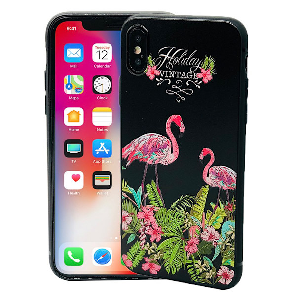 Skal i Retrodesign (Black Flamingo) till iPhone X/XS