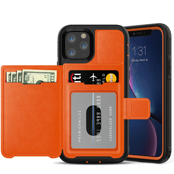 iPhone 11 Pro Max - Skal med Korthållare Orange