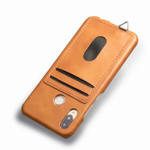 Huawei P20 Lite - Vintage Leman-deksel med kortholder Ljusbrun