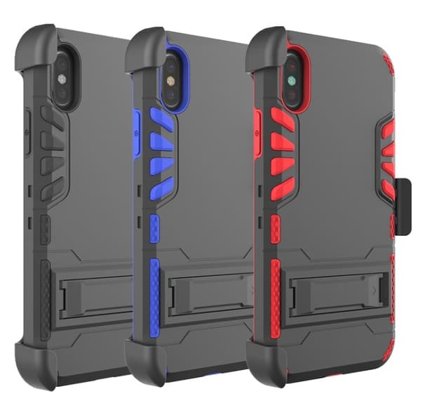 iPhone X/XS (HYBRID) Skyddskal (Bältesfunktion) Blå