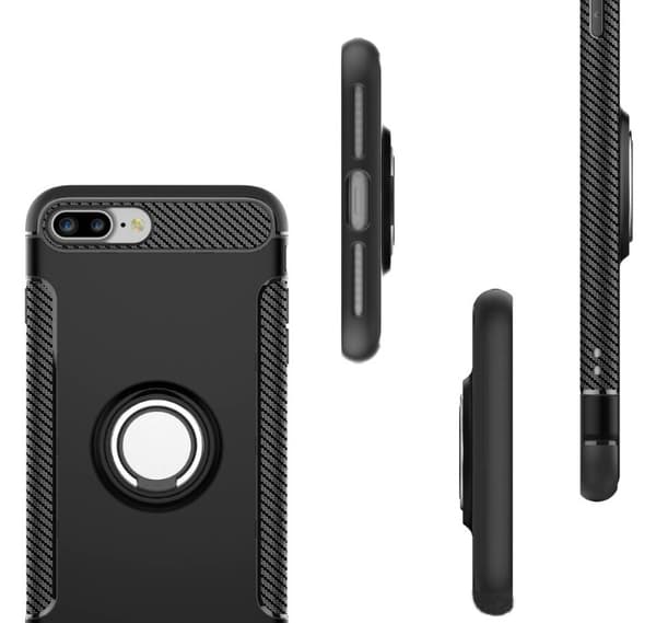 iPhone 7 Plus - Exklusivt Skal Ringhållare Karbonfiber FLOVEME Guld