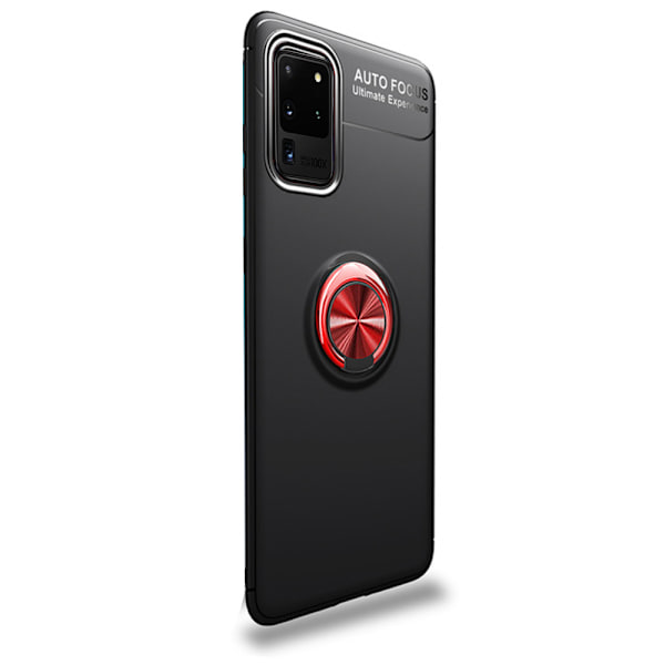 Samsung Galaxy S20 Ultra - Smidigt Skal med Ringhållare Svart/Röd