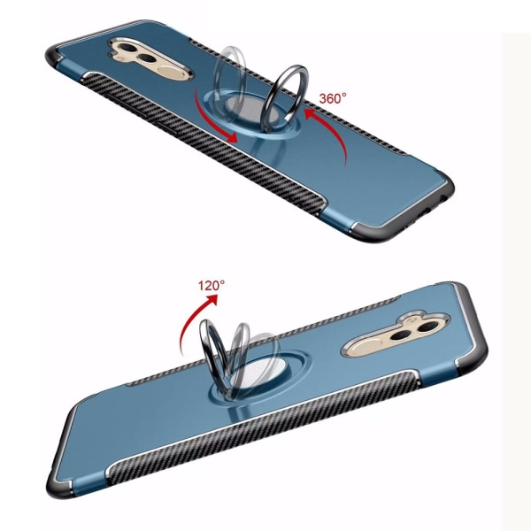 Tyylikäs kansi sormustelineellä Huawei Mate 20 Lite -puhelimelle Svart