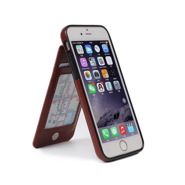 iPhone 6/6S tyylikäs nahkakotelo, jossa on PUNAINEN lompakko/korttilokero Röd