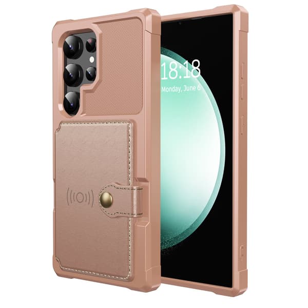 Samsung Galaxy S24 Ultra Elegant Plånboksfodral Läder med Fäste Grön