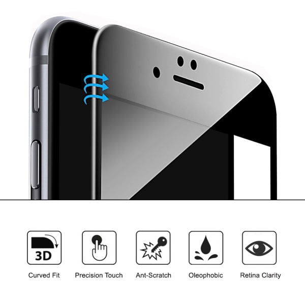 iPhone 8 Plus 2-PACK näytönsuoja 3D 9H 0,2mm HD-Clear ProGuard Svart