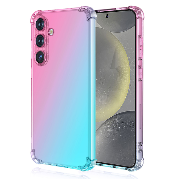Samsung Galaxy S25 Skal - Transparent & Färger som Lyser Rosa/Grön