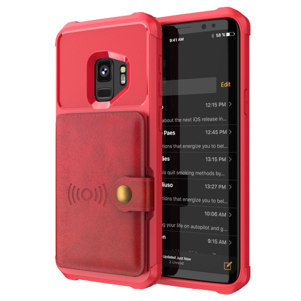 Tyylikäs kansi korttilokerolla - Samsung Galaxy S9 Röd