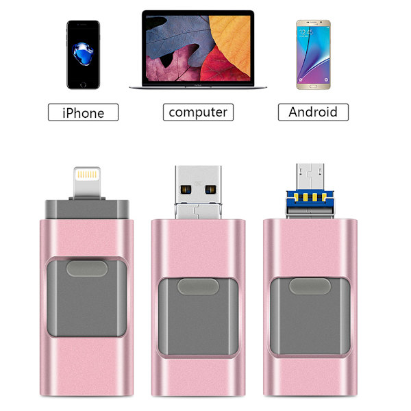 Lightning/Micro-USB-Minne - (Spara ner från din telefon) 256Gb Roséguld