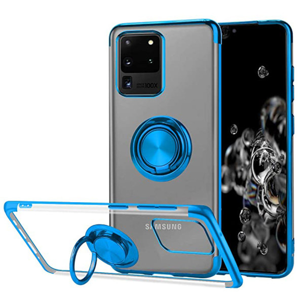 Glat cover med ringholder - Samsung Galaxy S20 Ultra Blå