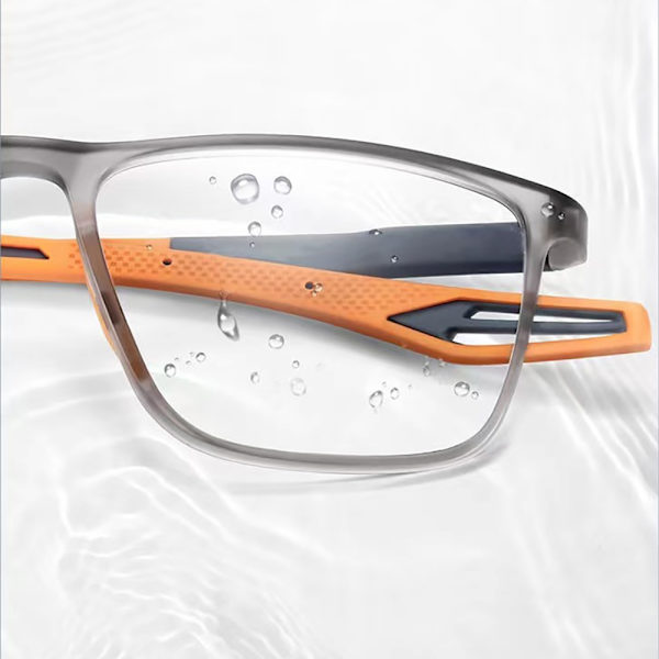 Unisex sportglasögon för närsynthet: Ultralätta silikon- och TR-glasögon, blåljusfilter, halkfria. Grå/Gul +4.0