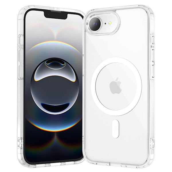 iPhone 16E  Magnetiskt Skal med Kepsfunktion & Stötskydd Genomskinlig