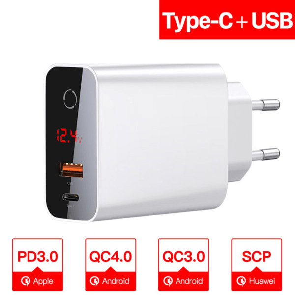 Genomtänkt Type-C USB Väggadapter BASEUS Vit