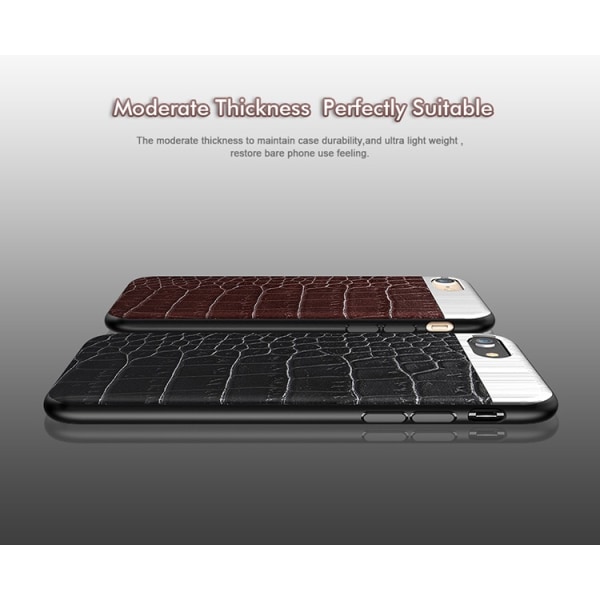 iPhone 7 - Stilig eksklusivt smart deksel fra Croco-serien Brun