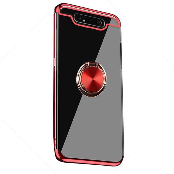 Smidigt Silikonskal med Ringhållare FLOVEME - Samsung Galaxy A80 Silver