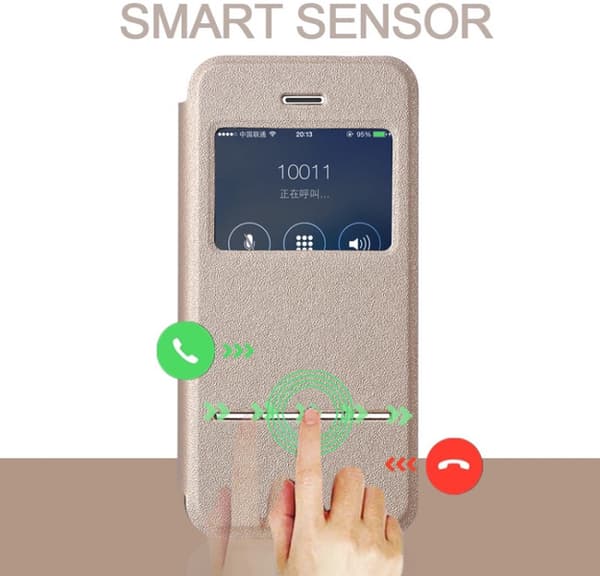 Exklusivt Smartfodral med Fönster & Svarsfunktion iPhone 7 PLUS Vit