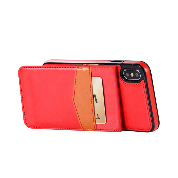 iPhone XR - (S-Shell) skall med lommebok Röd