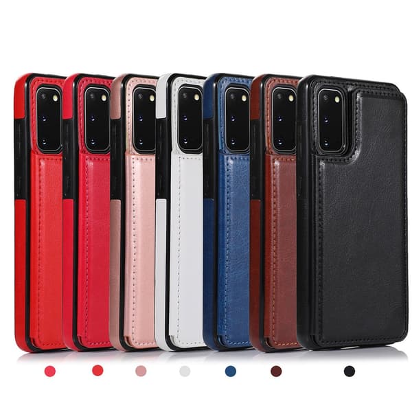 Glat cover med kortholder - Samsung Galaxy S20 Plus Röd