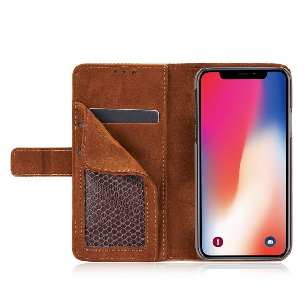Retro-deksel med lommebok i PU-skinn til iPhone XS Max Röd
