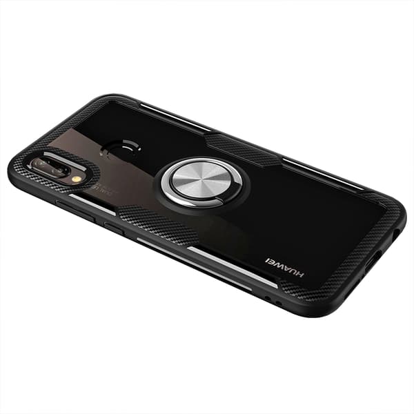 Huawei P20 Lite - Skyddsskal med Ringhållare Röd/Silver Röd/Silver