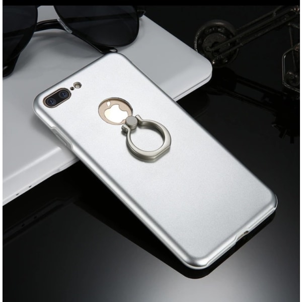 Robust Stilfuldt iPhone 8 Plus etui med ringholder KISSCASE Svart