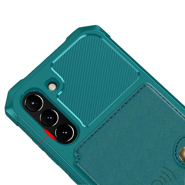 Älykäs ja näppärä kuori korttipaikalla - Samsung Galaxy S21 FE Blå