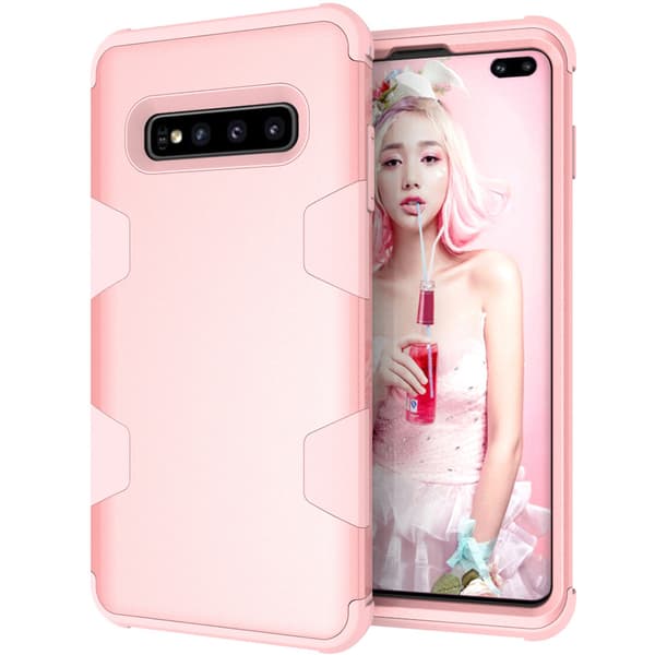 Samsung S10 Plus - Elegant og beskyttende cover \"Rugged Robot\" Rosa/Svart