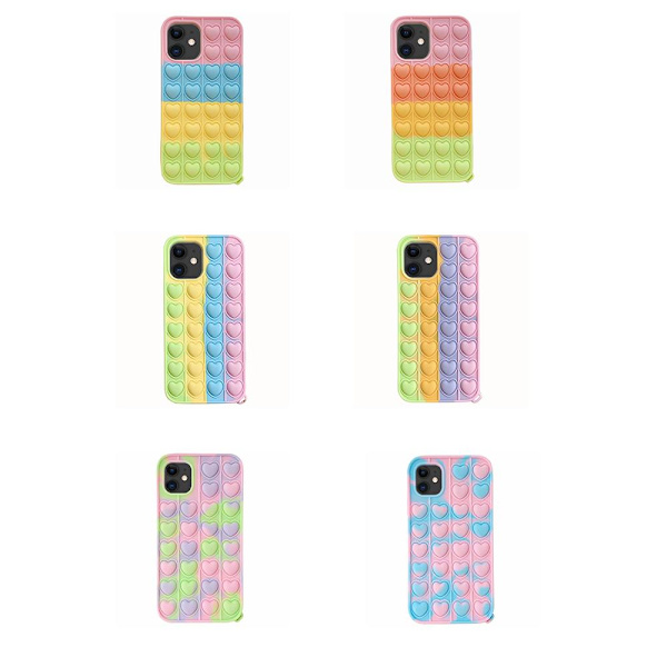 Fidget Pop It Simple Dimple Silikonskal - iPhone 12 Rosa-Blå-Gul-Grön