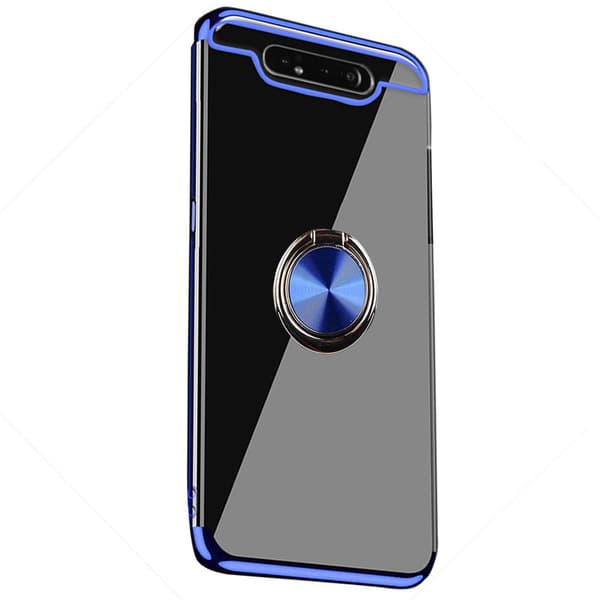 Smidigt Silikonskal med Ringhållare FLOVEME - Samsung Galaxy A80 Silver