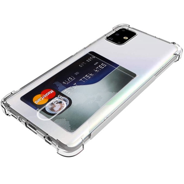 Cover med kortholder - Samsung Galaxy A71 Transparent/Genomskinlig