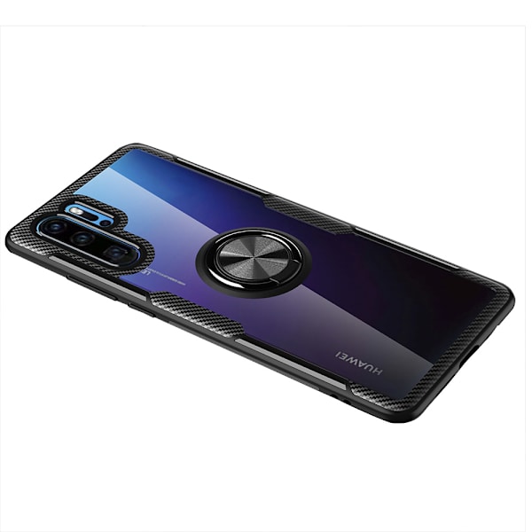 Praktiskt Skyddande Skal med Ringhållare - Huawei P30 Pro Svart/Silver