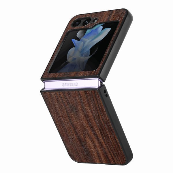 Trätextur Skal för Samsung Galaxy Z Flip5 5G Kaffe