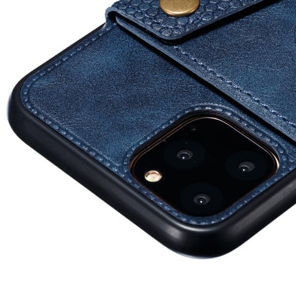 Glat stilfuldt cover med kortholder - iPhone 11 Pro Mörkblå