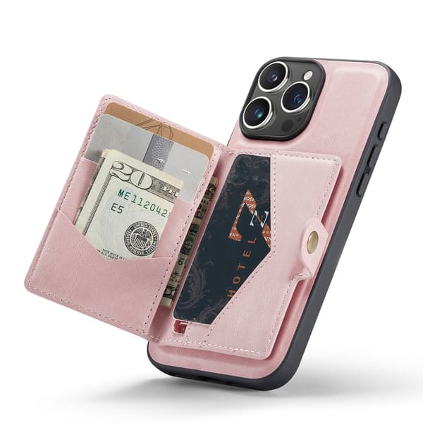 iPhone 15 pro max Skal med kortfack som är magnetiskt rose gold