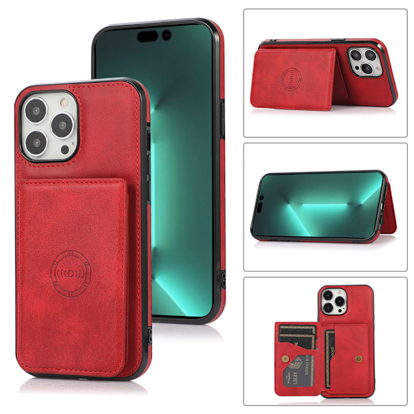 iPhone 16 Pro - Praktiskt Skyddsskal med Magnetisk Korthållare Svart
