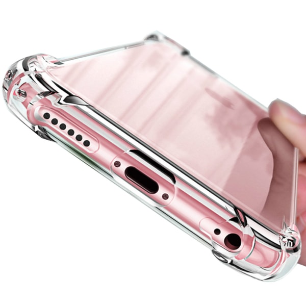 iPhone 5/5S/5SE - Stöttåligt Silikonskal med Kortfack Transparent/Genomskinlig