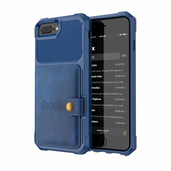 Smidigt Skal med Kortfack - iPhone 7 Plus Blå