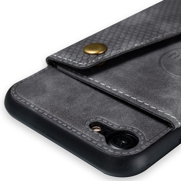 iPhone 7 - Robust Skal med Korthållare Mörkblå