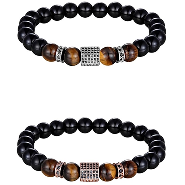 Slittåligt Stilrent Kularmband (Tiger Eye) Svart