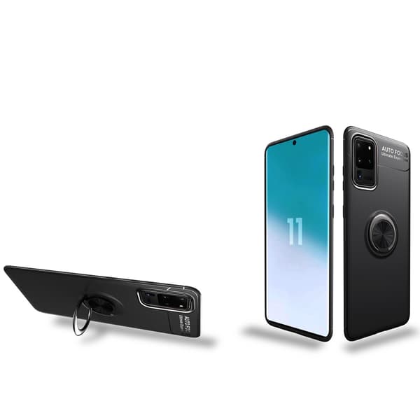 Samsung Galaxy S20 Ultra - Smidigt Skal med Ringhållare Svart/Blå