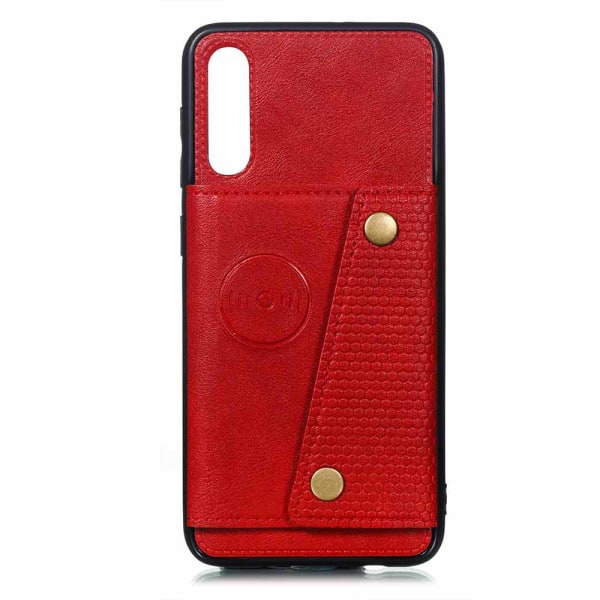 Stilig beskyttelsesdeksel med kortholder - Samsung Galaxy A50 Röd