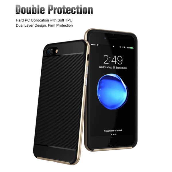 iPhone 7 - HYBRID Eksklusivt praktisk stødabsorberende beskyttelsescover Blå