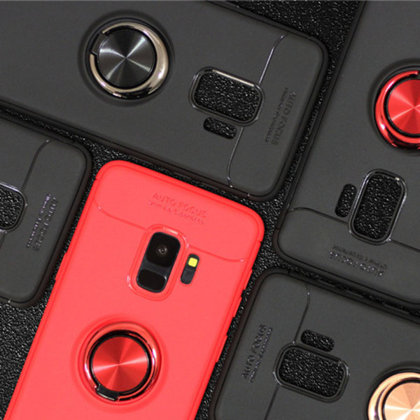 Robust beskyttelsescover med ringholder til Samsung Galaxy S9 Svart/Röd